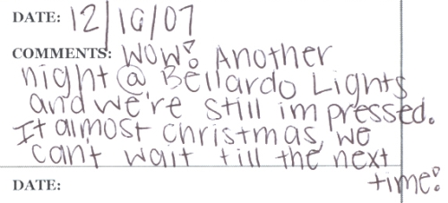 Guestbook Message from The Fettermans December 2007