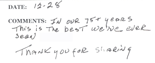 Guestbook Message from Mary & Bob Batten December 2007