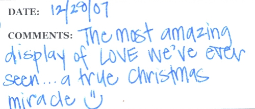 Guestbook Message from The Treitlers December 2007