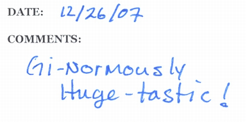 Guestbook Message from The Fogartys December 2007