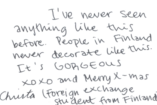 Guestbook Message from Christa Holmborg December 2008