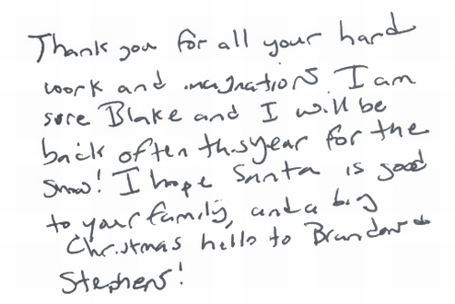 Guestbook Message from The Eastmans December 2008