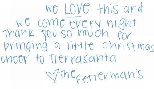 Guestbook Message from The Fettermans December 2008