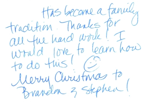 Guestbook Message from Angela Martin December 2008
