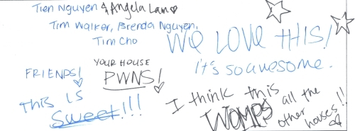 Guestbook Message from Tien, Angela, Tim, and Brenda December 2008