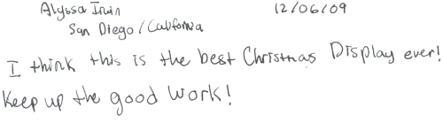 Guestbook Message From Alyssa Irwin December 2009