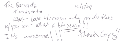 Guestbook Message From The Barnard Family December 2009