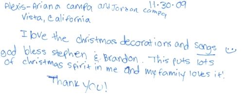 Guestbook Message From The Campa Family December 2009