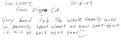 Guestbook Message From Leo Lopez December 2009
