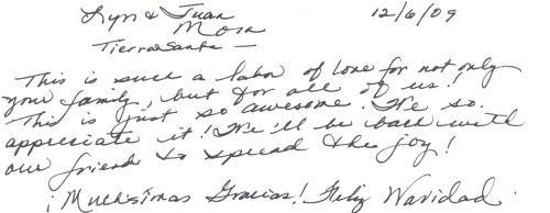 Guestbook Message From The Mora Family December 2009
