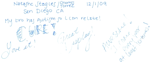 Guestbook Message From Natashe Stagles December 2009