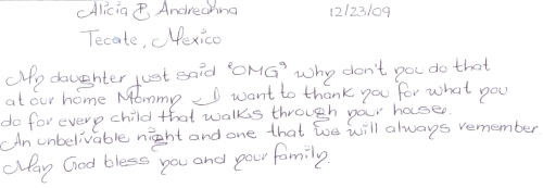 Guestbook Message From Alicia December 2009