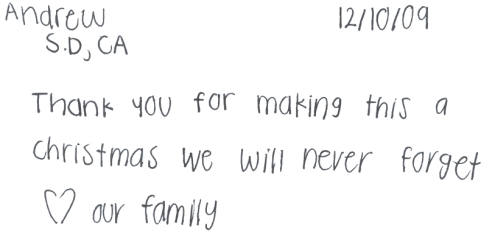 Guestbook Message From Andrew December 2009