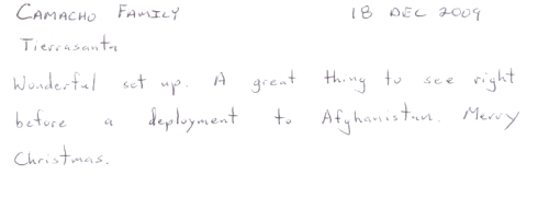 Guestbook Message From The Camacho Family December 2009