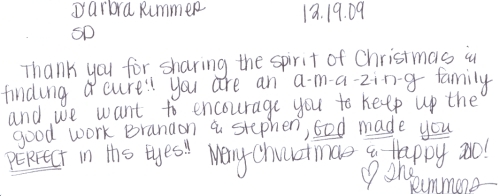 Guestbook Message From D'Arbra Rummer December 2009