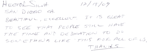 Guestbook Message From Hector Silva December 2009