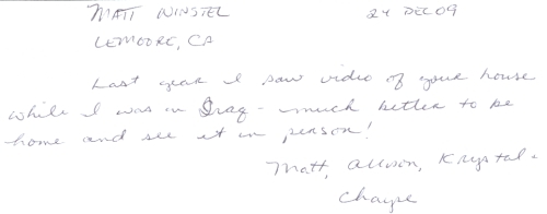 Guestbook Message From Matt December 2009