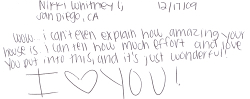 Guestbook Message From Nikki Whitney December 2009