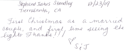 Guestbook Message From Steph & Justus December 2009