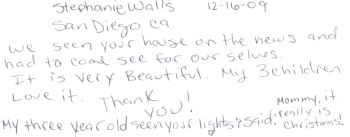 Guestbook Message From Stephanie Walls December 2009