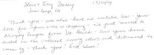 Guestbook Message From Steve & Terry December 2009