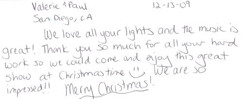 Guestbook Message From Valerie & Paul December 2009