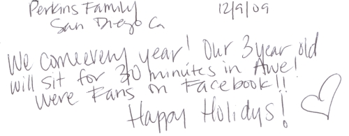 Guestbook Message From The Perkins Family December 2009