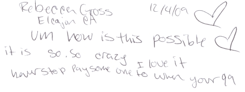 Guestbook Message From Rebecca Gross December 2009