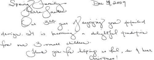 Guestbook Message From The Spring Family December 2009