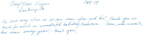 Guestbook Message From The Wagner Family December 2009