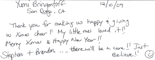 Guestbook Message From Yumi Bringontoff December 2009