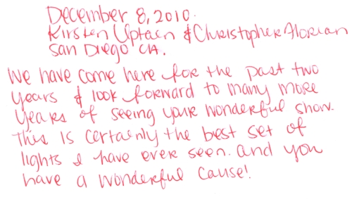 Guestbook Message From Kirsten & Christopher December 2010