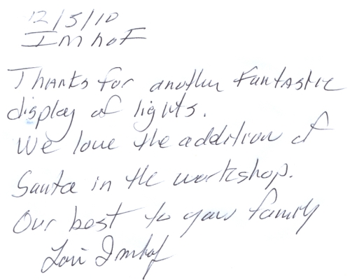 Guestbook Message From The Imhof Family December 2010