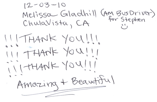 Guestbook Message From Melissa Gladhill December 2010