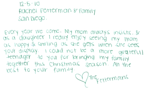 Guestbook Message From Rachel Fetterman December 2010