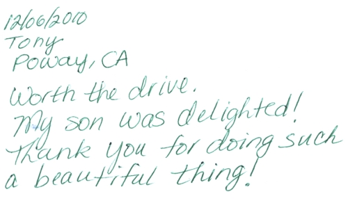 Guestbook Message From Tony December 2010