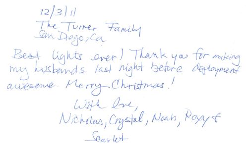 Guestbook Message From The Turner Family December 2011