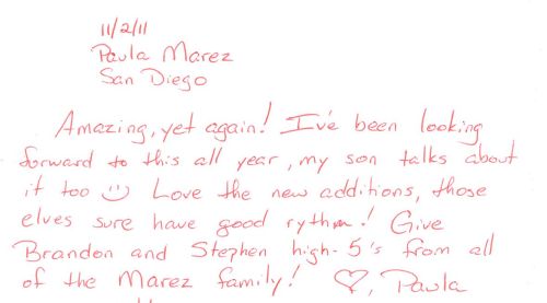 Guestbook Message From Paula Marez December 2011