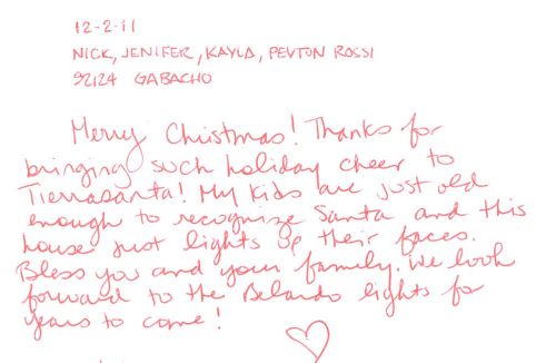 Guestbook Message From The Rossi Family December 2011