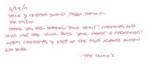 Guestbook Message From The Dumo Family December 2011