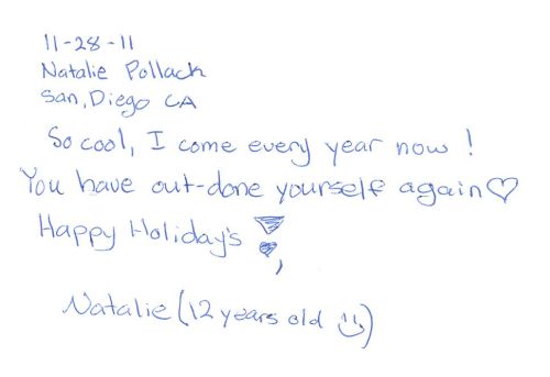 Guestbook Message From Natalie Pollack December 2011