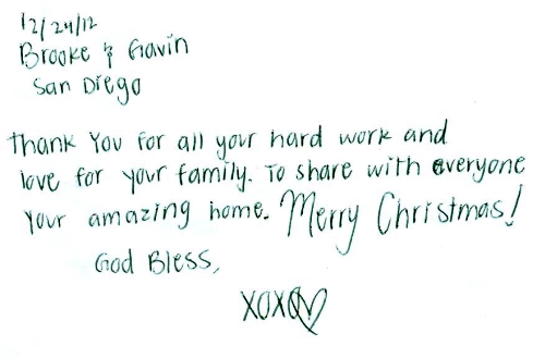Guestbook Message From Brooke and Gavin December 2012