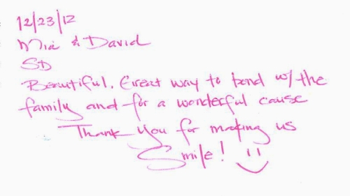 Guestbook Message From Mia and David December 2012