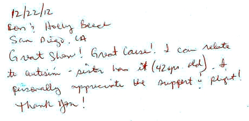 Guestbook Message From The Beechs December 2012