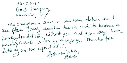 Guestbook Message From Barb December 2012