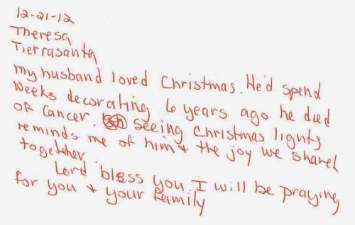 Guestbook Message From Theresa December 2012