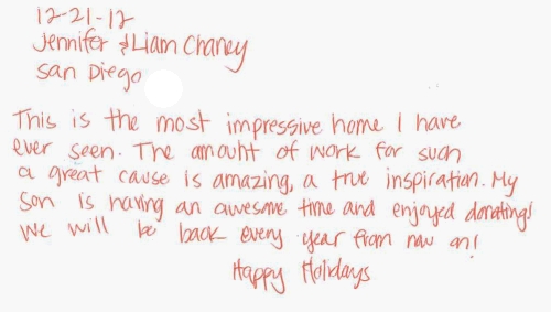 Guestbook Message From The Chaneys December 2012