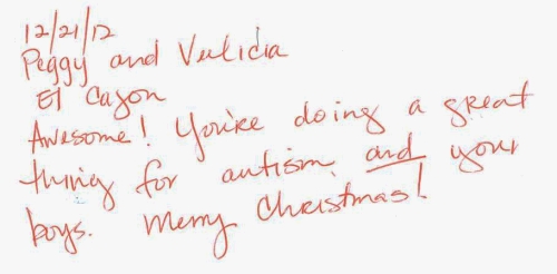 Guestbook Message From Peggy And Vulicia December 2012