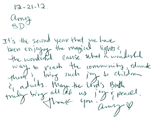 Guestbook Message From Amy December 2012