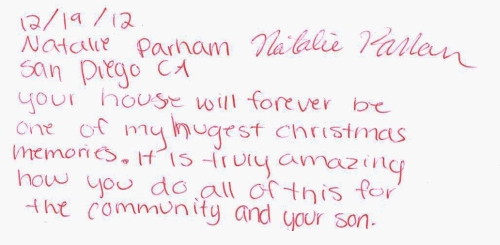 Guestbook Message From Natalie Parham December 2012